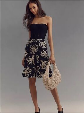 Farm Rio x Anthropologie 
Octopus-Print 
Bermuda Shorts
NWOT
Color - Black
